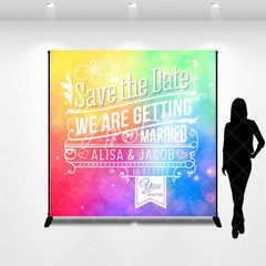 Aperturee - Colorful Bokeh Save The Date Custom Wedding Backdrop