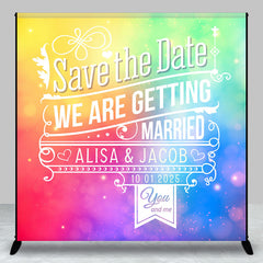 Aperturee - Colorful Bokeh Save The Date Custom Wedding Backdrop