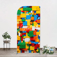 Aperturee - Colorful Building Blocks Boy Arch Birthday Backdrop