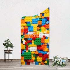 Aperturee - Colorful Building Blocks Boy Arch Birthday Backdrop