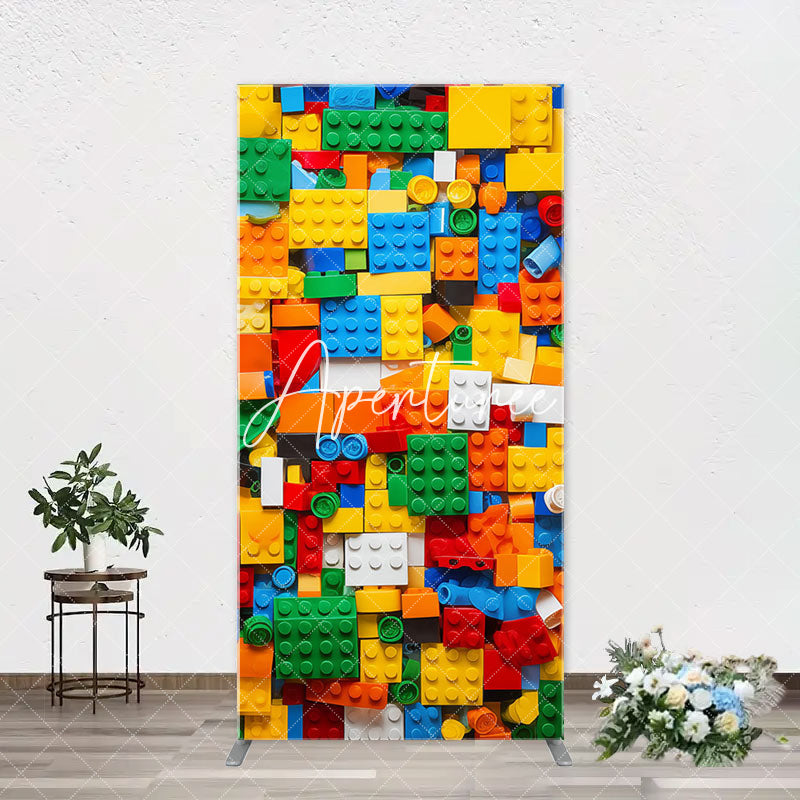 Aperturee - Colorful Building Blocks Boy Arch Birthday Backdrop