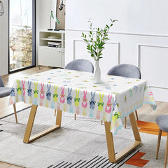 Aperturee - Colorful Bunny Greenery Easter Rectangle Tablecloth