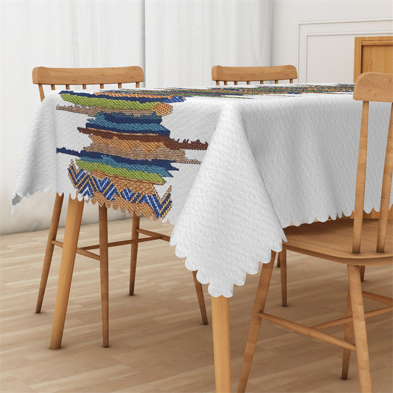 Aperturee - Colorful Burlap Texture Modern Rectangle Tablecloth