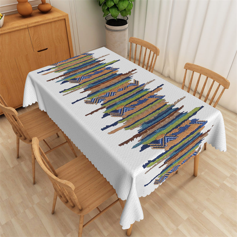 Aperturee - Colorful Burlap Texture Modern Rectangle Tablecloth