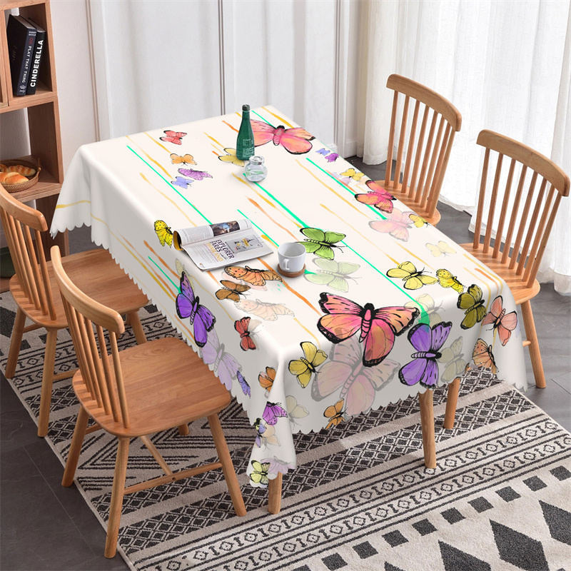 Aperturee - Colorful Butterflies Modern Rectangle Tablecloth