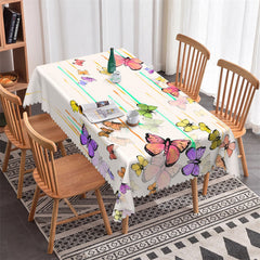 Aperturee - Colorful Butterflies Modern Rectangle Tablecloth