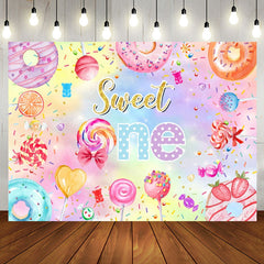 Aperturee - Colorful Candy Donut Star 1st Birthday Backdrop