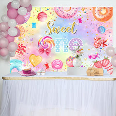 Aperturee - Colorful Candy Donut Star 1st Birthday Backdrop