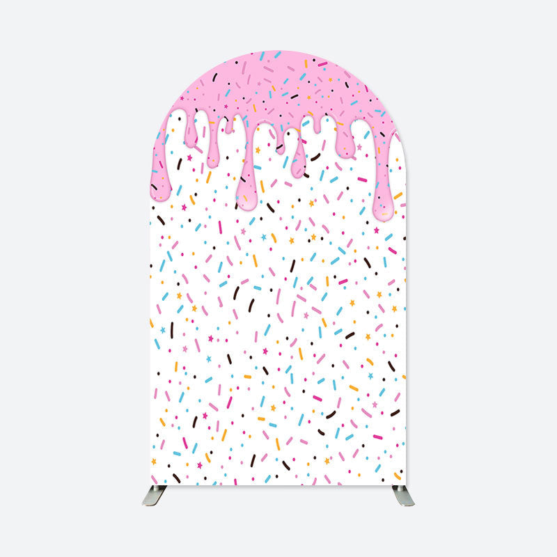 Aperturee - Colorful Candy Pink Melted Cream White Arch Backdrop