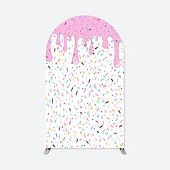 Aperturee - Colorful Candy Pink Melted Cream White Arch Backdrop