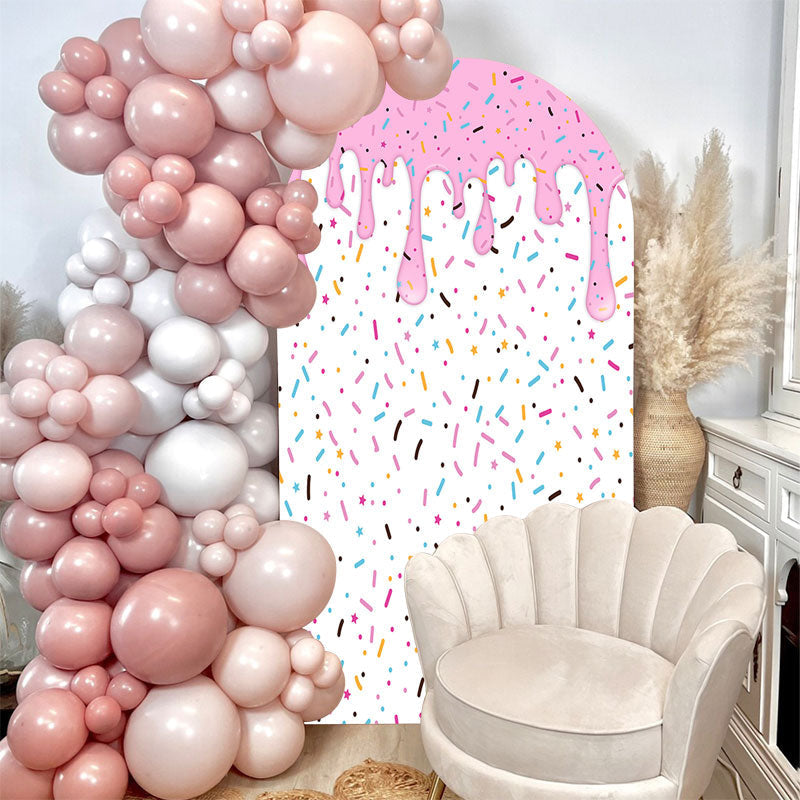 Aperturee - Colorful Candy Pink Melted Cream White Arch Backdrop