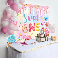 Aperturee - Colorful Candyland Cream Sweet One Birthday Backdrop