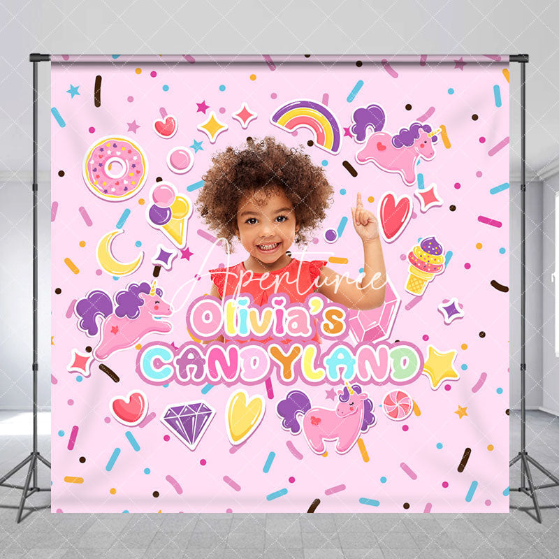 Aperturee - Colorful Candyland Custom Birthday Party Backdrop