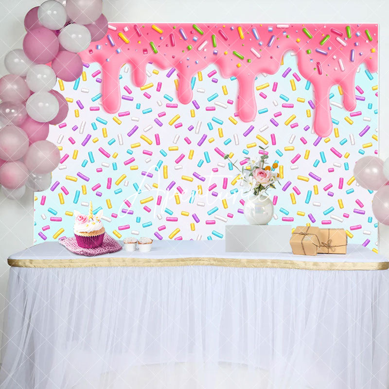 Aperturee - Colorful Candyland Pink Cream Backdrop For Birthday