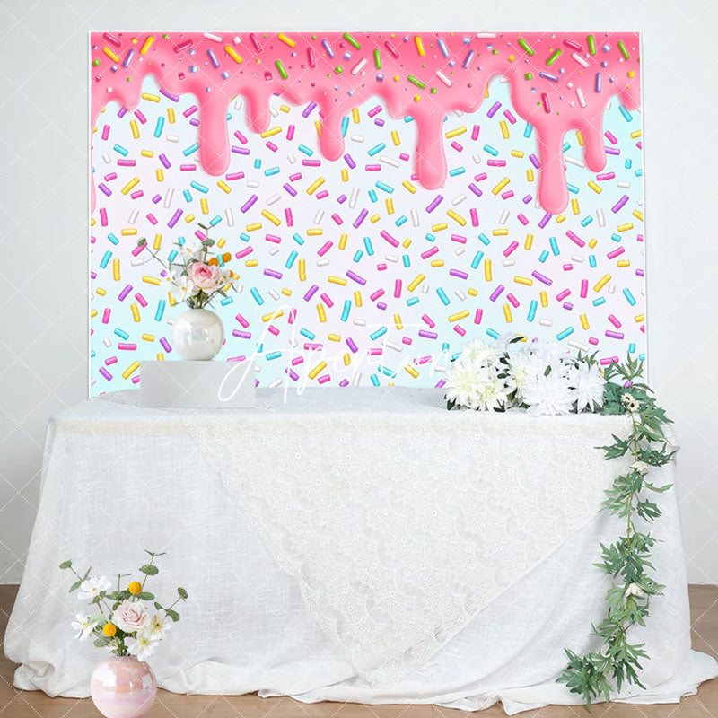 Aperturee - Colorful Candyland Pink Cream Backdrop For Birthday