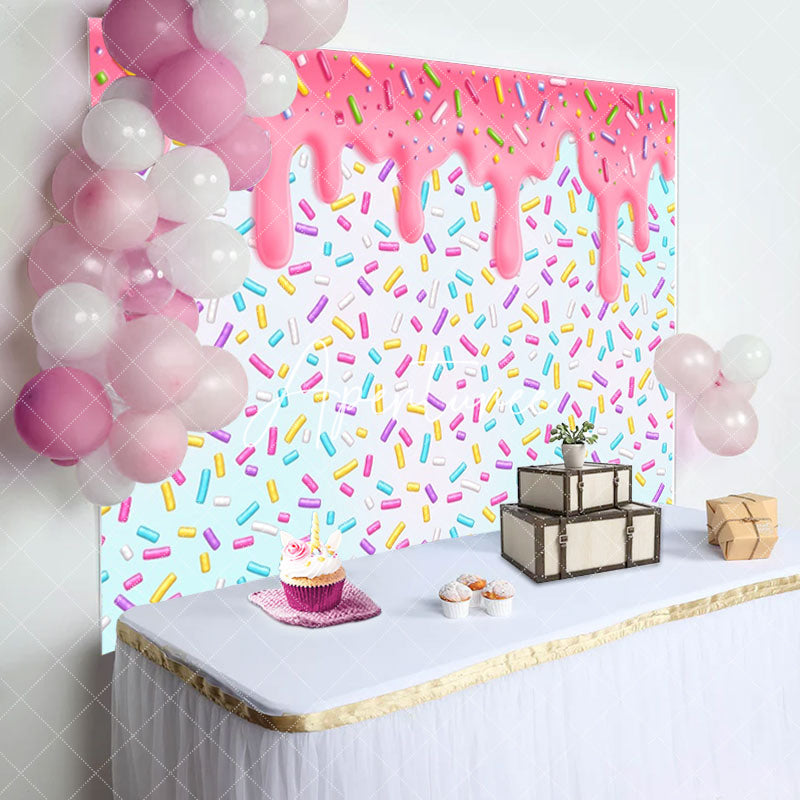 Aperturee - Colorful Candyland Pink Cream Backdrop For Birthday