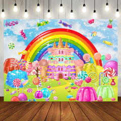 Aperturee - Colorful Candyland Rainbow Cake Birthday Backdrop