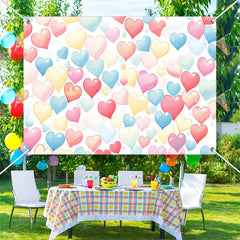 Aperturee - Colorful Cartoon Dense Heart Valentines Day Backdrop