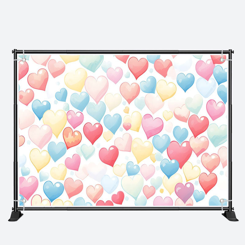 Aperturee - Colorful Cartoon Dense Heart Valentines Day Backdrop