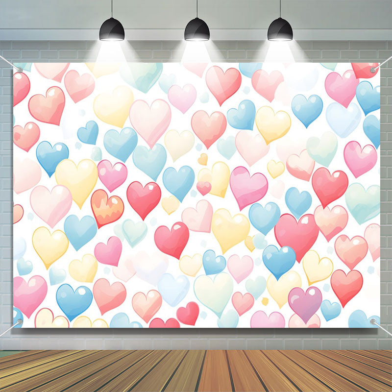 Aperturee - Colorful Cartoon Dense Heart Valentines Day Backdrop