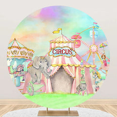 Aperturee - Colorful Circus Tent Animals Round Party Backdrop