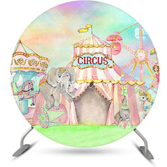 Aperturee - Colorful Circus Tent Animals Round Party Backdrop