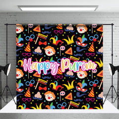 Aperturee - Colorful Clown Happy Purim Carnival Party Backdrop