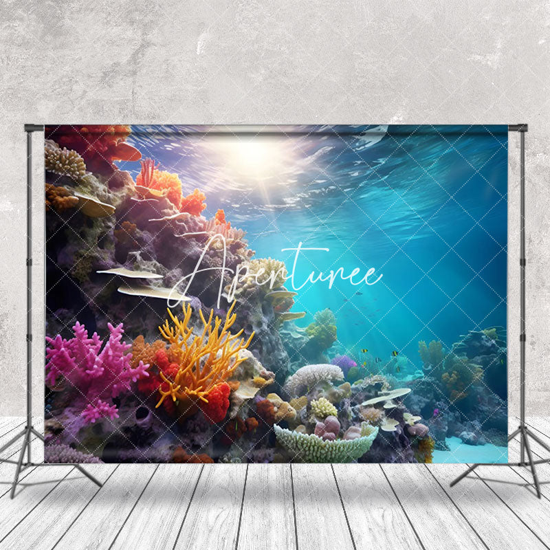 Aperturee - Colorful Coral Beam Natural Undersea Photo Backdrop