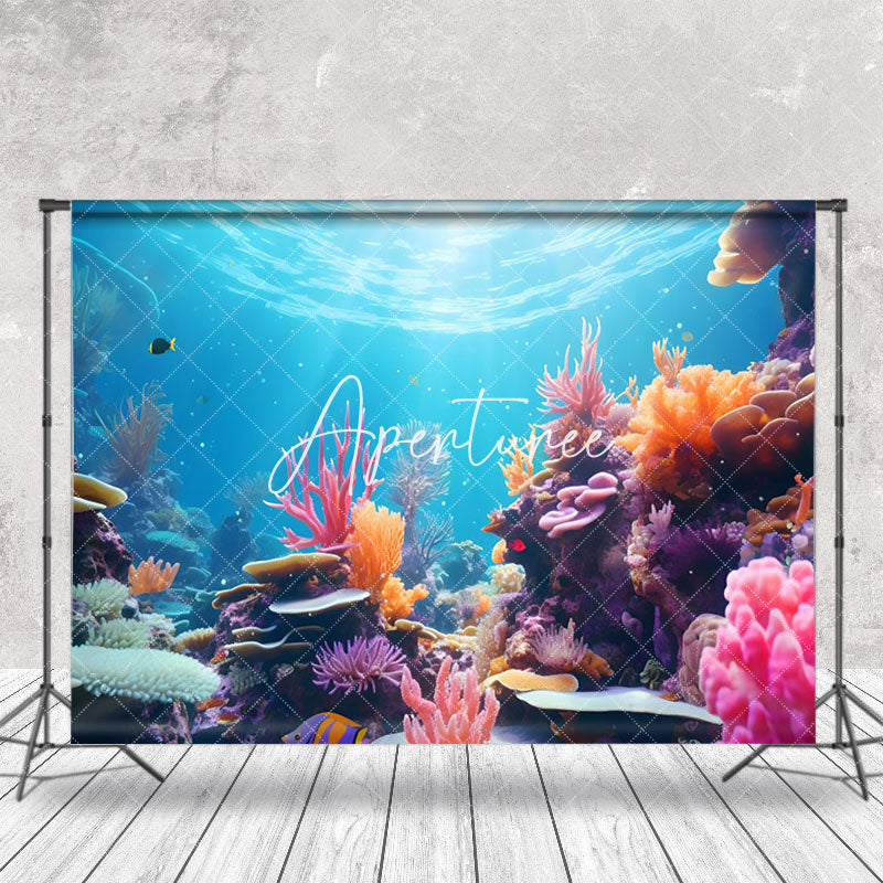 Aperturee - Colorful Coral Seaweed Underwater Scenery Backdrop