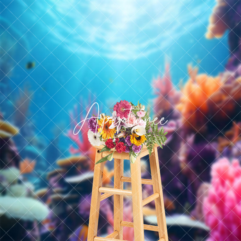 Aperturee - Colorful Coral Seaweed Underwater Scenery Backdrop