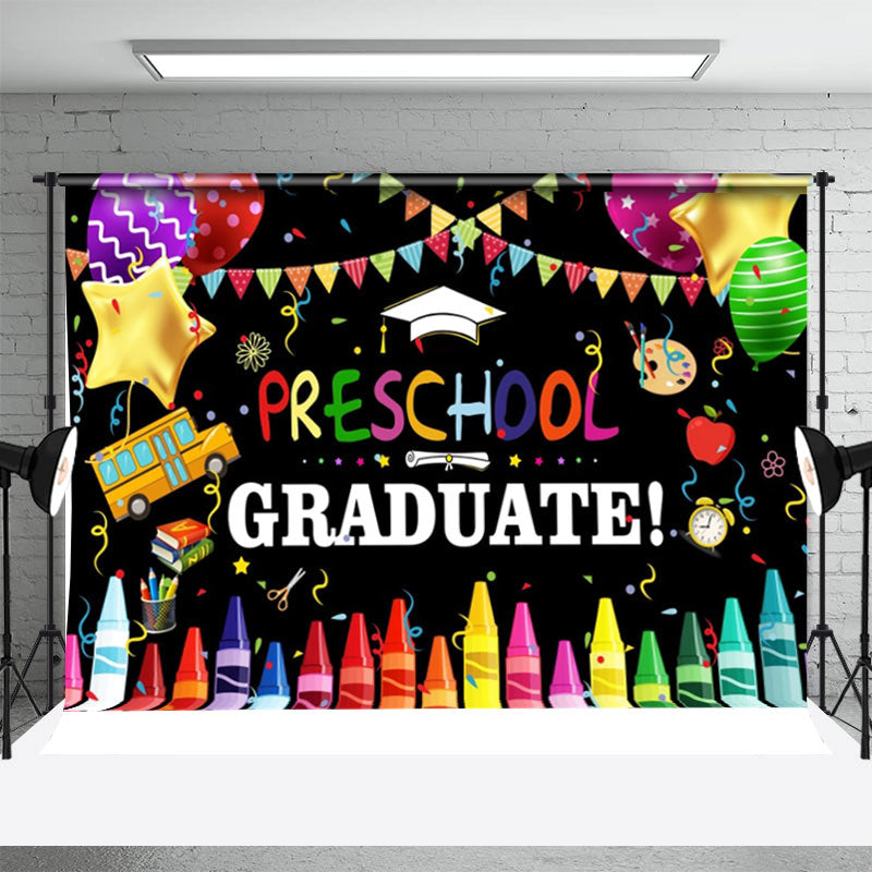 Aperturee - Colorful Crayon Balloon Tassel Graduation Backdrop