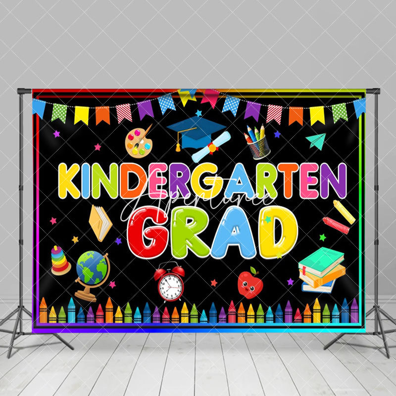 Aperturee - Colorful Crayon Study Stuff Star Graduation Backdrop