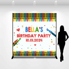 Aperturee - Colorful Crayons Notebook Custom Birthday Backdrop