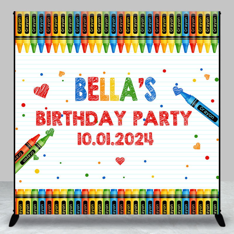 Aperturee - Colorful Crayons Notebook Custom Birthday Backdrop