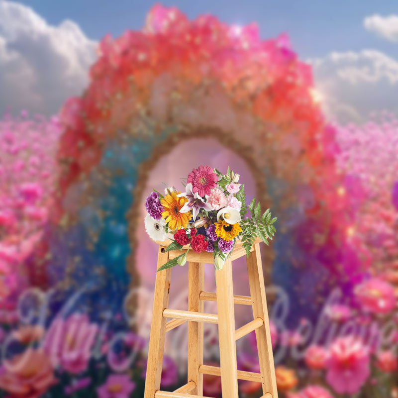 Aperturee - Colorful Crystal Flowers Spring Wonderland Backdrop