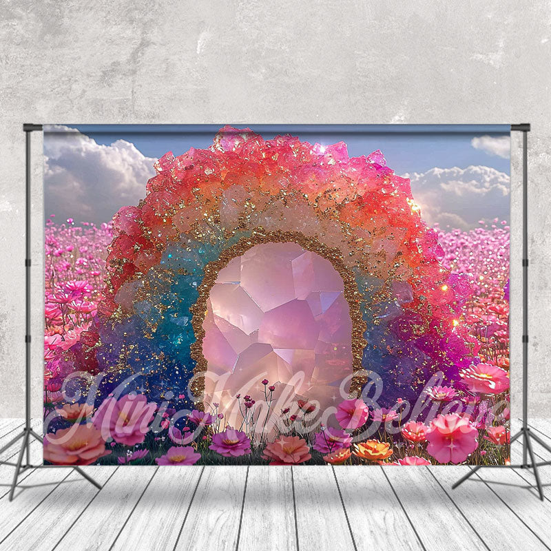 Aperturee - Colorful Crystal Flowers Spring Wonderland Backdrop