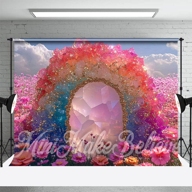 Aperturee - Colorful Crystal Flowers Spring Wonderland Backdrop