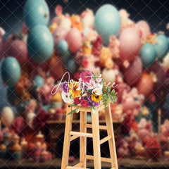 Aperturee - Colorful Cup Cake Balloon Floral Backdrop For Photo