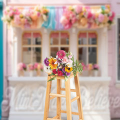 Aperturee - Colorful Curtain Floral Store Backdrop For Photo