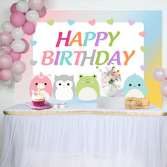 Aperturee - Colorful Cute Animal Egg Boy Happy Birthday Backdrop