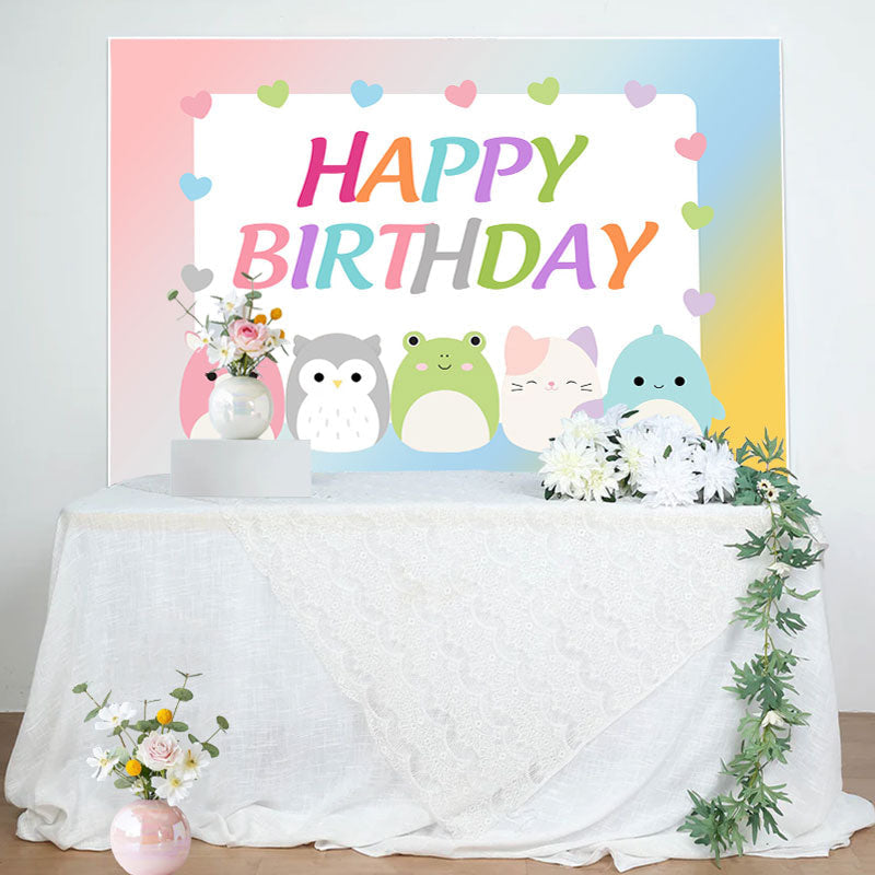 Aperturee - Colorful Cute Animal Egg Boy Happy Birthday Backdrop