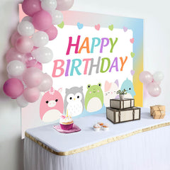 Aperturee - Colorful Cute Animal Egg Boy Happy Birthday Backdrop