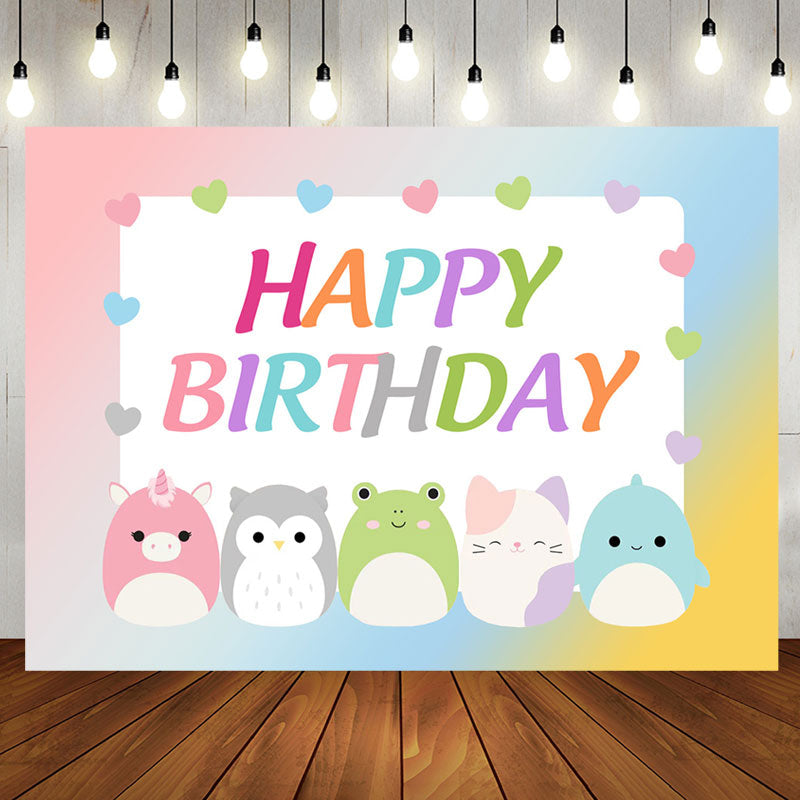 Aperturee - Colorful Cute Animal Egg Boy Happy Birthday Backdrop