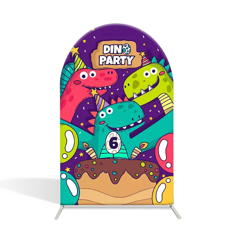 Aperturee - Colorful Cute Dinosaur Party For Kids Arch Backdrop