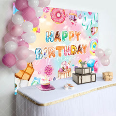 Aperturee - Colorful Dessert Macaron Candyland Birthday Backdrop