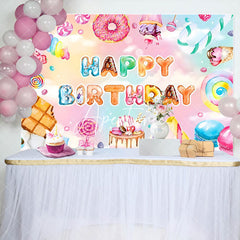 Aperturee - Colorful Dessert Macaron Candyland Birthday Backdrop