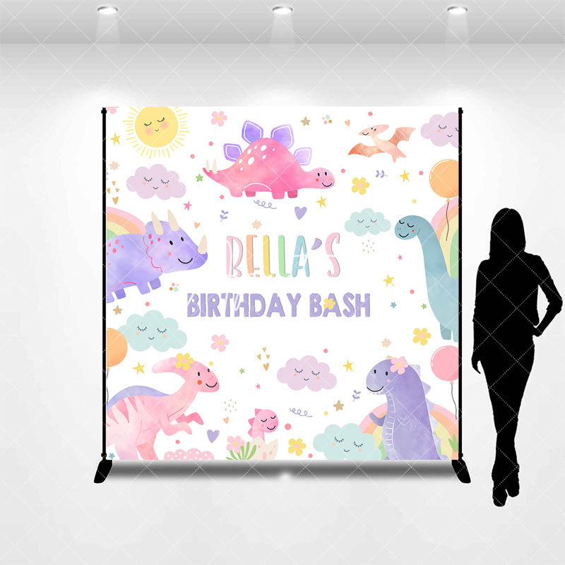 Aperturee - Colorful Dinosaur Cloud Custom Birthday Backdrop