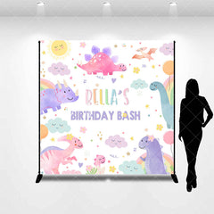 Aperturee - Colorful Dinosaur Cloud Custom Birthday Backdrop