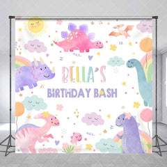 Aperturee - Colorful Dinosaur Cloud Custom Birthday Backdrop