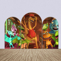 Aperturee - Colorful Dinosaurs House Party Arch Backdrop Kit